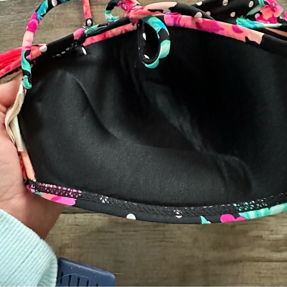 OP neon floral and polka dot bandeau or halter push up binkini top - Picture 3 of 4